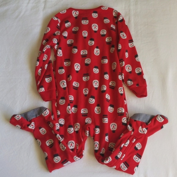 oshkosh b'gosh snowman fleece zipper footie sleeper pajamas 3T toddler unisex - Picture 6 of 6